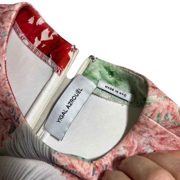 Yigal Azrouel dress women's 2 red green white bodycon midi sleeveless - Picture 2 of 7